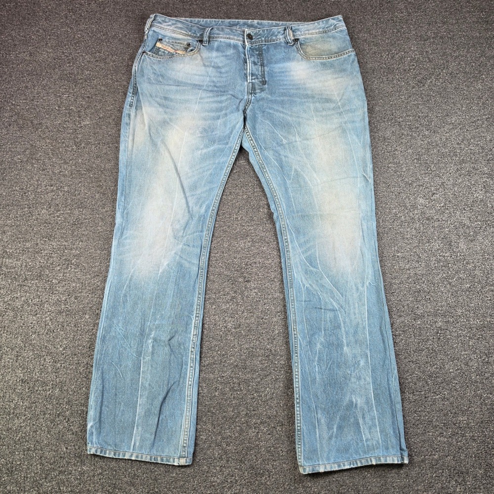 Diesel Zathan Jeans Blue Mens 38x34 Straight Leg Button Fly Denim Faded 008QK